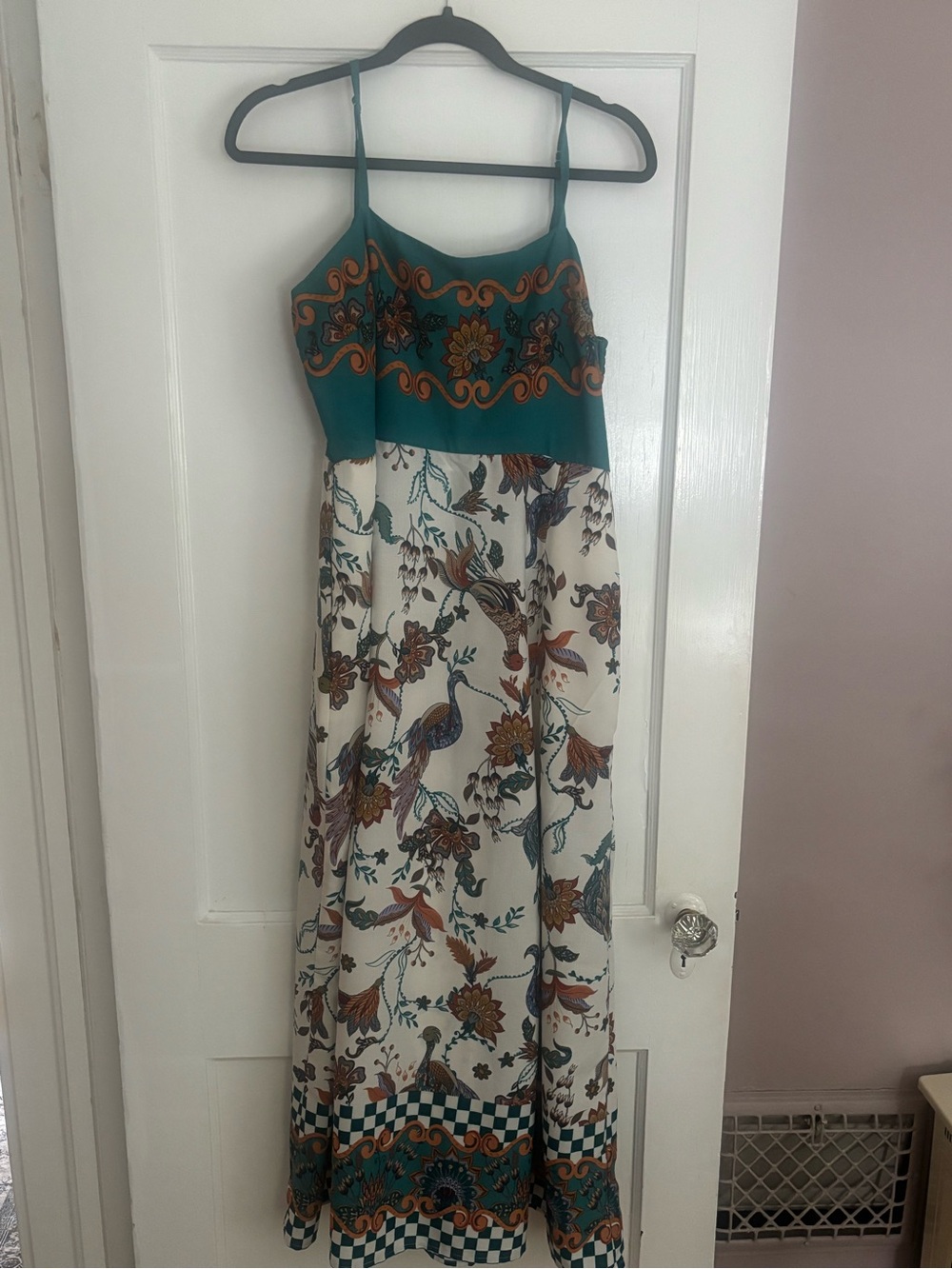 Rachel Zoe Teal and Cream Floral Maxi Dress